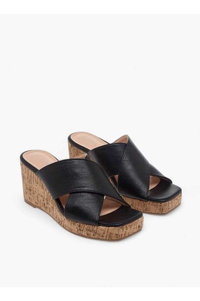 Celeste Women's Solid Slip-On Sandals with Wedge Heels
