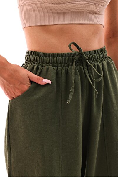 MODAJİN Elastic Waist Dadali Shalwar - Khaki Trousers