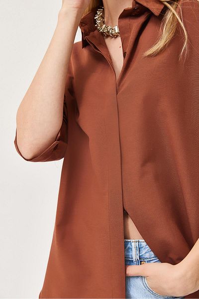 CALİENTE Cămașă Basic Oversize Maro