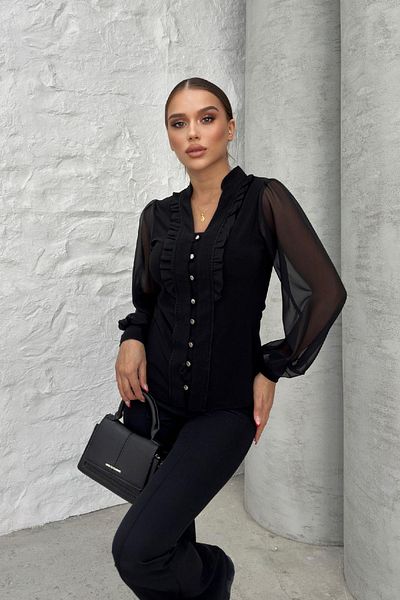 RB CLUB Γυναικείο Judge Collar Ruffle Λεπτομερής άμμος μπλούζα