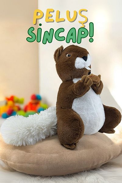 welcomein Plush Squirrel 50 cm Tall Holding Nuts Brown White Disneyland Gift for Children and Adults
