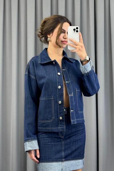 Serica Moda Mornarsko plava jakna Rins Wash Sa džepovima Denim