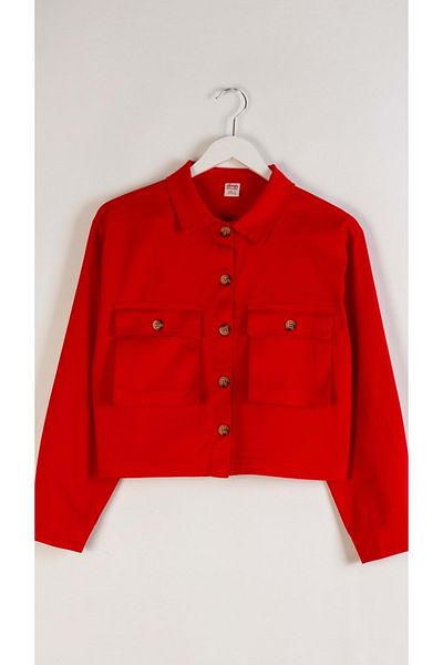 wakawakakidsstore Girls' Denim Jacket with Flap Pockets and Button Closure