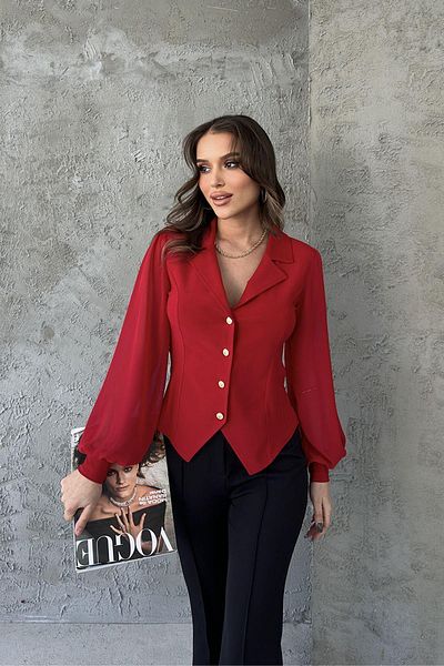 RB CLUB Chiffon Blouse - Button Detailed Sleeves