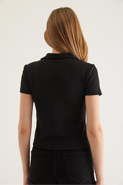 CALİENTE Μπλούζα Polo Neck με φερμουάρ Μαύρη