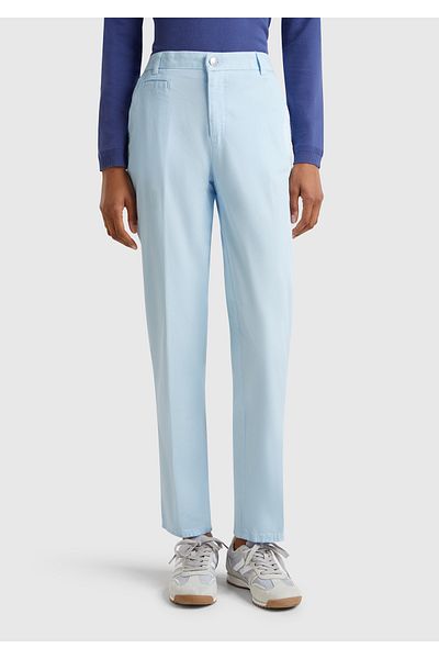 United Colors of Benetton Women's Light Blue Elastane Basic Chino Pants