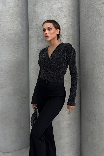 RB CLUB Γυναικεία Ασημένια Μπλούζα με διπλό γιακά