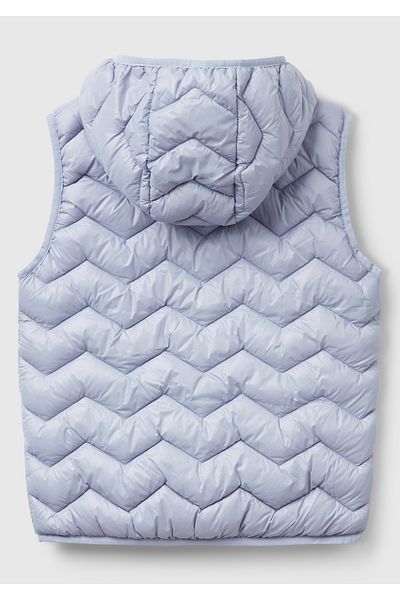 United Colors of Benetton Girl's Lilac Glitter Logo Detailed Hooded Vest