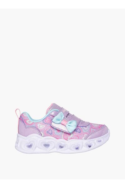 SKECHERS Girls' Printed Light-Up Sneakers with Hook and Loop Closure - HEART LIGHTS