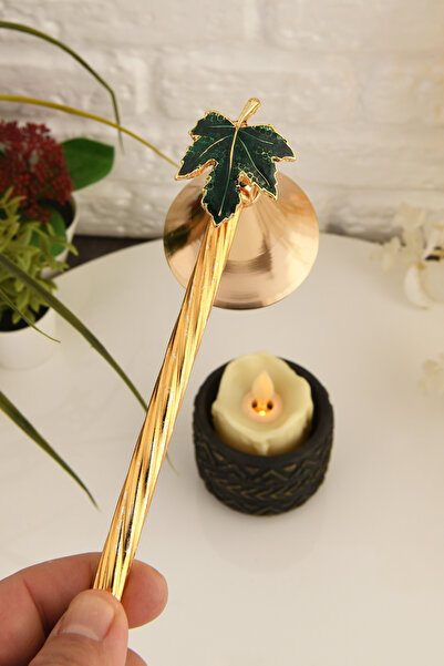 TR Turan Collection ÇINAR Yaprağı Figürlü Mum Söndürme Aleti Metal Mum Söndür...