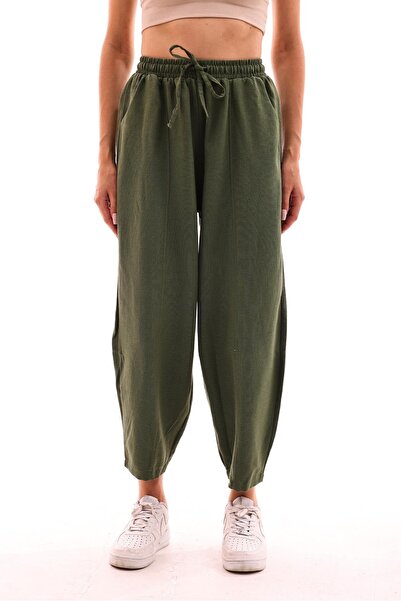 MODAJİN Elastic Waist Dadali Shalwar - Khaki Trousers