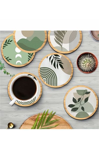 fabriflow exclusive Stylish Modern Patterned Flowers 6 Coaster