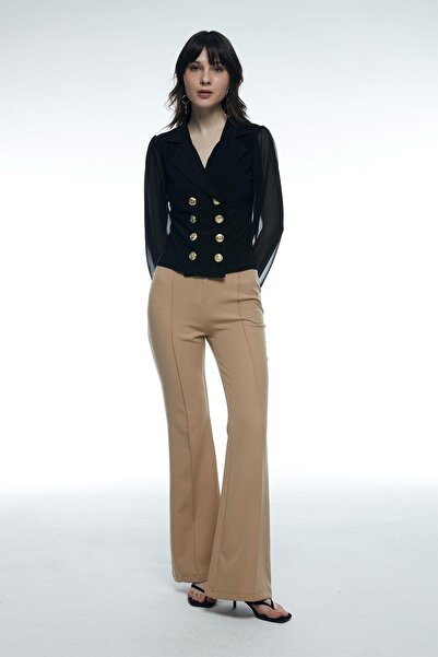 RB CLUB Bluză cu aspect jachetă dublu pentru femei