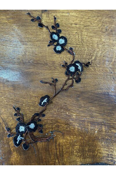 Gönülden Tasarım ÜTÜ İLE YAPIŞAN SİYAH NAKIŞ İŞLEME BAHAR DALI APLİKE DİKİŞ A...