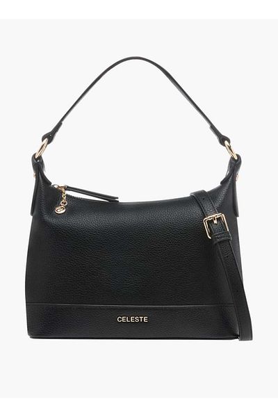 Celeste Textured Shoulder Bag with Adjustable Strap and Zip Closure