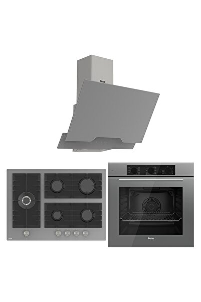 Ferre Flowart BL Modüler Seriisi 3'lü Gri Ankastre Set ( QBL62CPR-BL138-D065 )