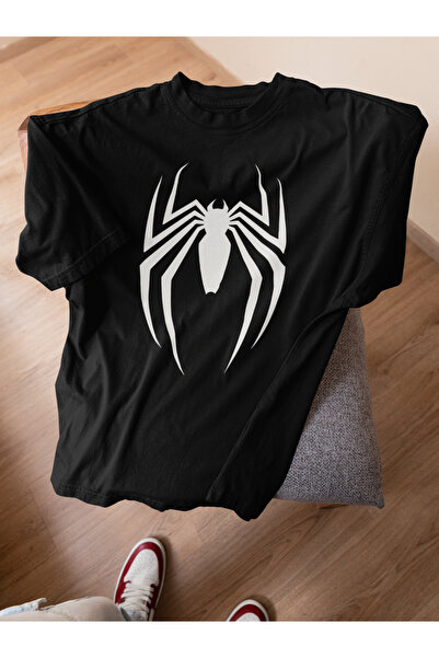 Alice Butik Örümcek Adam Büyük Örümcek Baskılı Oversize Siyah Unisex T-Shirt