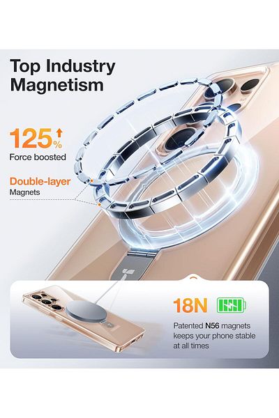 TORRAS جراب حامل مغناطيسي لهاتف Samsung S25 Ultra، متوافق مع MagSafe، مقاوم للصدمات، نحيف، شفاف
