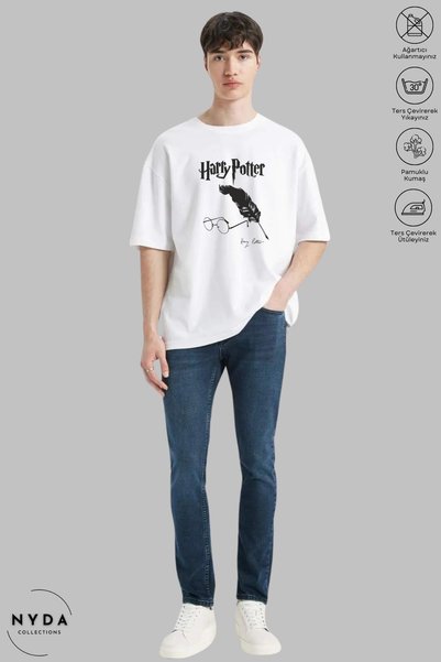 Nyda Collections Unisex Crew Neck Harry Potter Printed Cotton Oversize Short Sleeve T-Shirt