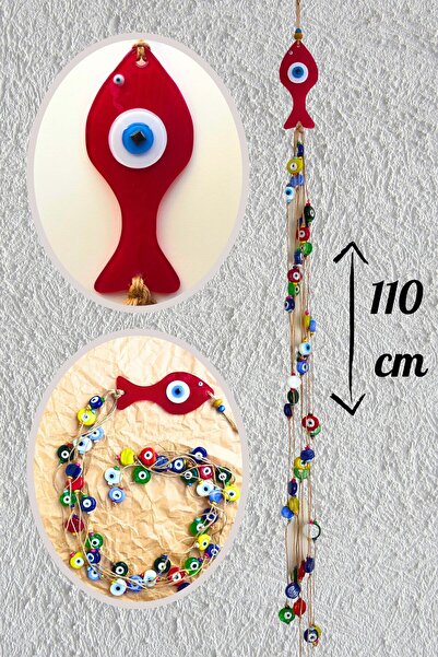 Art inside Cam Balık Renkli Nazar Boncuklu Bohem Duvar Dekorasyon Objesi Deko...