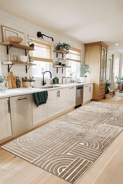 MUA HOME DECOR Geometrik Dijital Baskı Yıkanabilir Kaymaz Taban Salon Halısı ...