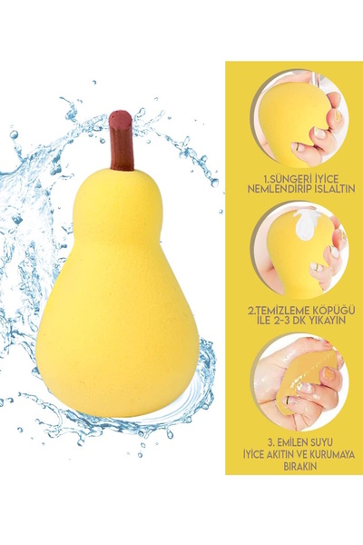 CAŞ DEKORASYON Smooth Textured 3-Piece Pear Figured Makeup Sponge