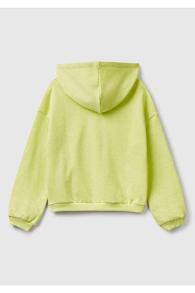 United Colors of Benetton Hanorac cu glugă cu logo Benetton galben pentru fetiță