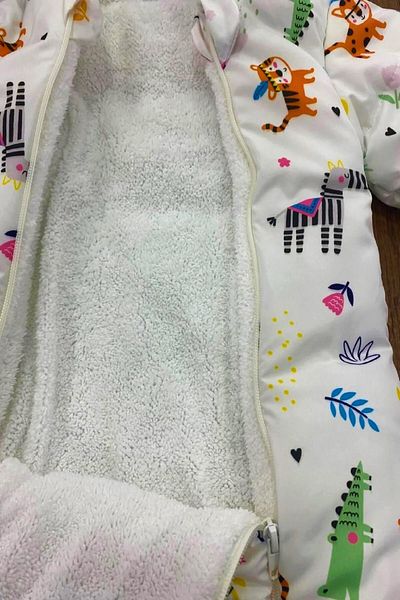 DeKuBaby New Season Little Tiger and Zebra Patterned Fur Baby Cosmonaut Jumpsuit with Removable Booties
