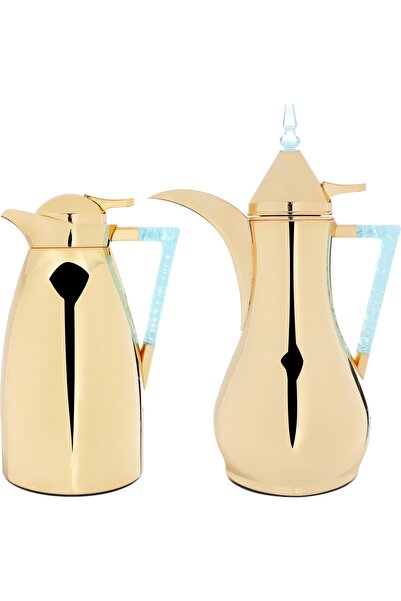 Alsaif Gallery Saif Gallery Steel Thermos Set (Maha) 1 Liter, 2 Pieces - Gold