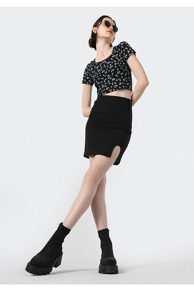 Colin's Fusta neagră pentru femei Slim Fit Straight