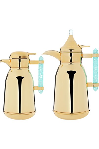 Alsaif Gallery Saif Gallery Stainless Steel Thermos Set 1+1 Liter Light Green...