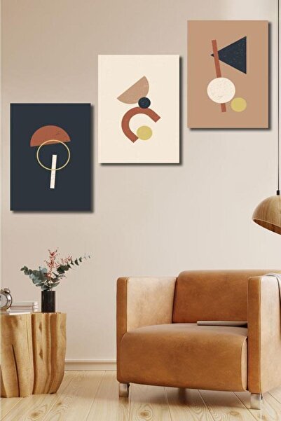 Victor Vallery 3'lü Set Geometric Kanvas Tablo