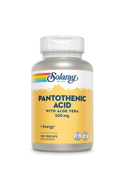 Solaray Pantothenic Acid 500mg - Vitamin B5 for Energy, Hair, Skin - Vegan, 100 VegCaps