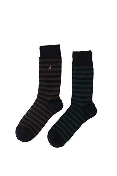 Abdullah Kiğılı Комплект от 4 броя бродерирани памучни чорапи с райета