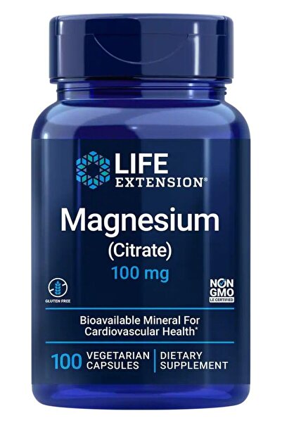 Life Extension Magnesium Citrate 100 mg Vegetarian Capsules, Blue, 100 Count