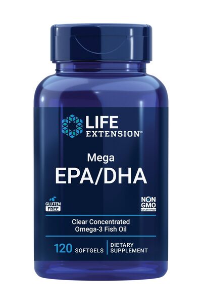 Life Extension Mega EPA/DHA Omega-3, Heart & Brain Health, Non-GMO, Gluten-Fr...