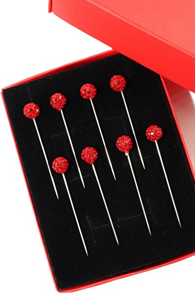 NUMETAL Pachet de 8 ace pentru eșarfă, șal, turban și batic, cu piatră roșie