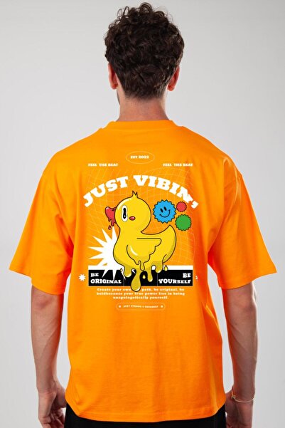 Coredra Narandžasta Oversize kroj T-shirt Muški