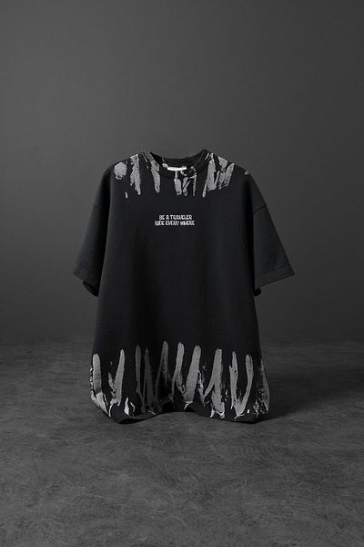 Slatra Ανδρικό μπλουζάκι Anthracite Be A Traveler με στάμπα Oversize
