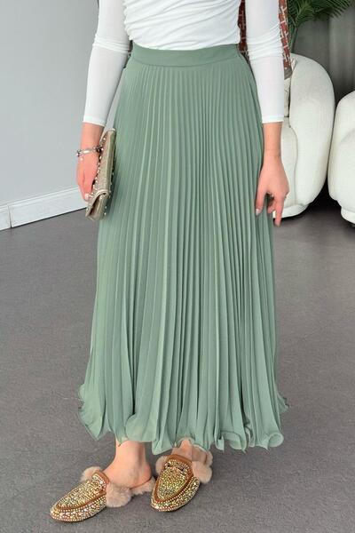 Hazamoda Fusta din șifon plisată mentă