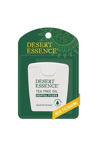Desert Essence Tea Tree Oil Dental Floss - 50 Yards - Naturally Waxed, Thick, No Shred, Cruelty-Free