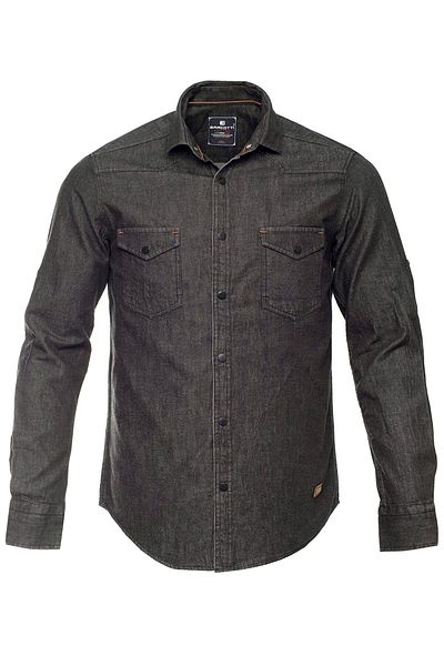 tambattal Lycra Plus Size Denim Shirt Long Sleeve Anthracite Suitable for 120Kg-190Kg