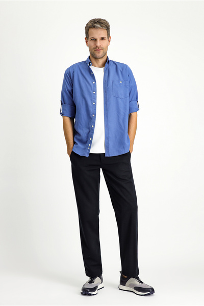 Kiğılı Long Sleeve Regular Fit Sports Button Lapel Shirt
