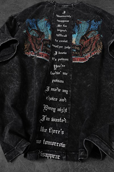 Slatra Men's Anthracite Viper Special Washed Fabric Oversize Tshirt