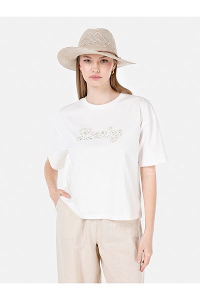 Colin's Tricou alb pentru femei - mâneci