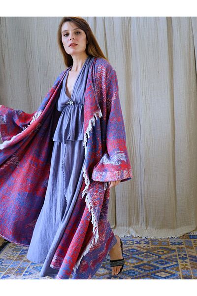 Su Koleksiyon PALETTE COTTON WOVEN BOHO STYLE CARDIGAN / Green