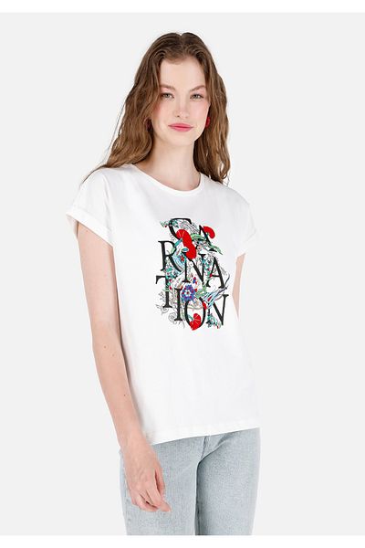 Colin's Tricou alb pentru femei - mâneci