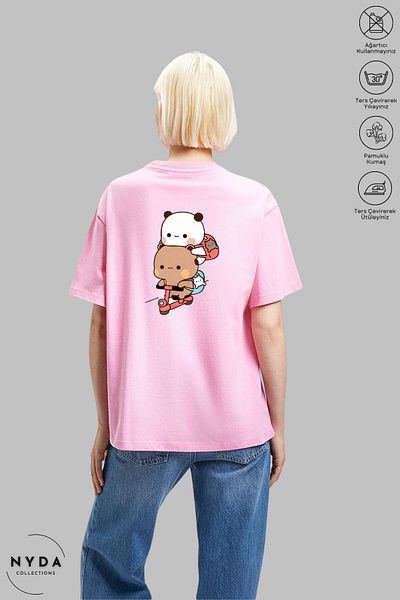 Nyda Collections Μπλουζάκι Bubu Dudu Scooter Printed Cotton Oversize - Crew Neck, κοντομάνικο Unisex