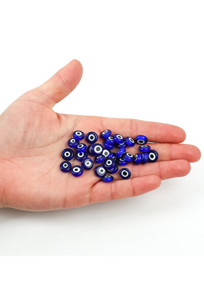 yfhobi 3 Adet - 10 mm Yassı Cam Nazar Takı Aparatı, Mavi Renk Nazar Boncuğu T...