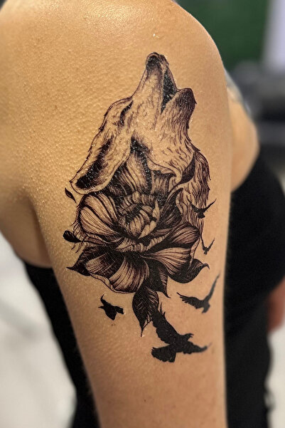 TAKIŞTIR Geçici Kurt Figürlü Büyük Boy Dövme Tattoo
